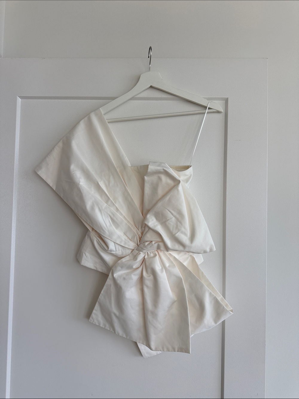 H&M Cream Asymmetric Satin Crop Top